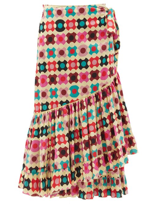La DoubleJ - Wrap Groovy Dot-print Cotton-blend Skirt Multi Beachwear