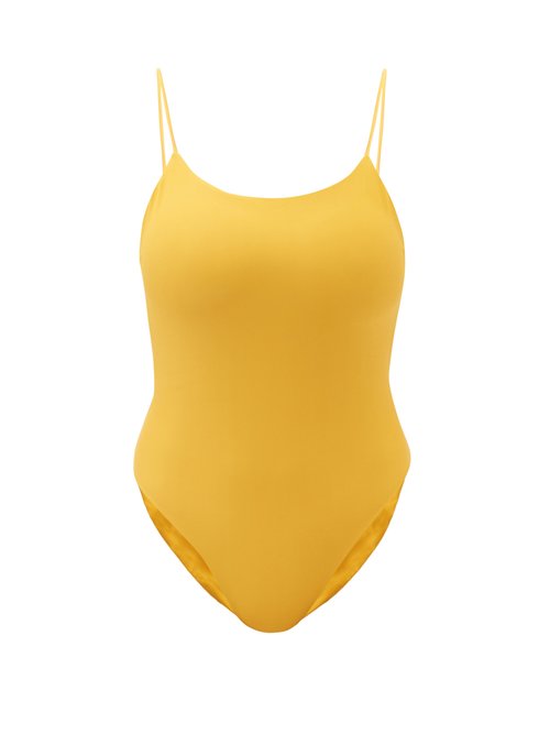 Jade Swim - Trophy Low-back Swimsuit Yellow Beachwear
