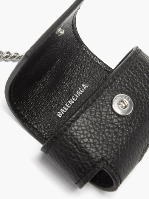Balenciaga Cash Logo-print Leather Airpod Case In Black | ModeSens