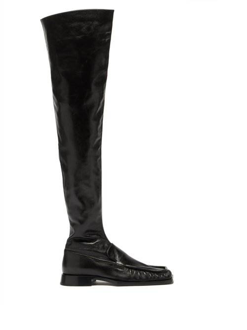 Jil Sander Nikki Leather Over-the-knee Boots In Black | ModeSens