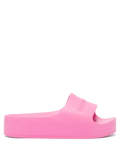 Buy Balenciaga - Mono Logo-embossed Slides Pink online - shop best Balenciaga shoes sales