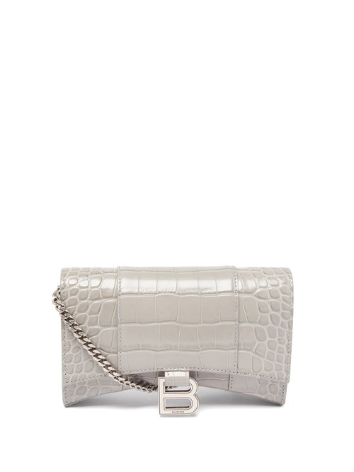 Hourglass XS croc-effect leather cross-body bag