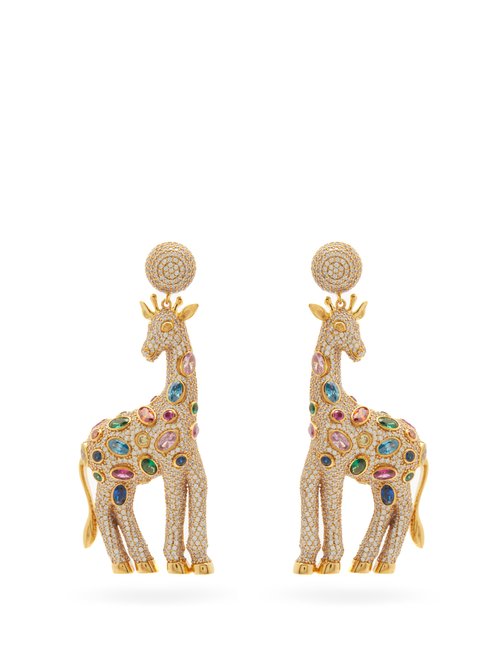 Begüm Khan Petite Giraffe 24kt Gold-plated Earrings In Multi