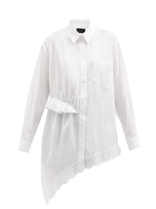 Buy Simone Rocha - Ruffled Asymmetric Cotton-poplin Shirt White online - shop best Simone Rocha 