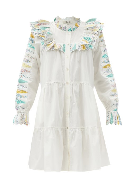 Sea - Linden Patchwork-trimmed Cotton-poplin Dress White Multi