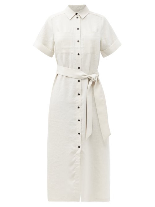 Cefinn - Lexi Belted Canvas Shirt Dress Cream