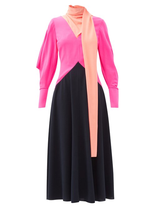 Roksanda - Malika Colour-block Wool-crepe Midi Dress Multi