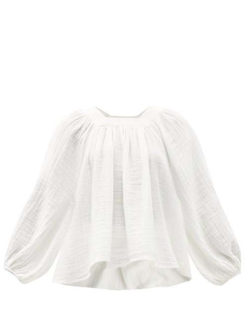 Anaak - Carrie Mae Square-neck Cotton Blouse White