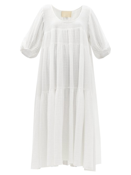 Anaak - Nina Tiered Crinkle-cotton Maxi Dress White