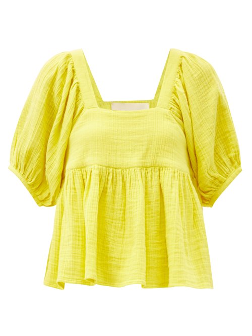 Anaak - Bridgette Square-neck Cotton Top Yellow