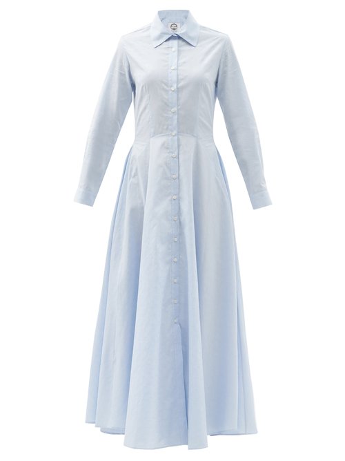 Evi Grintela - Cotton-poplin Maxi Shirt Dress Light Blue