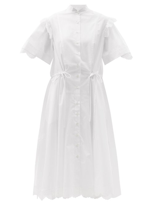 Evi Grintela - Lace-trim Cotton-poplin Shirt Dress White