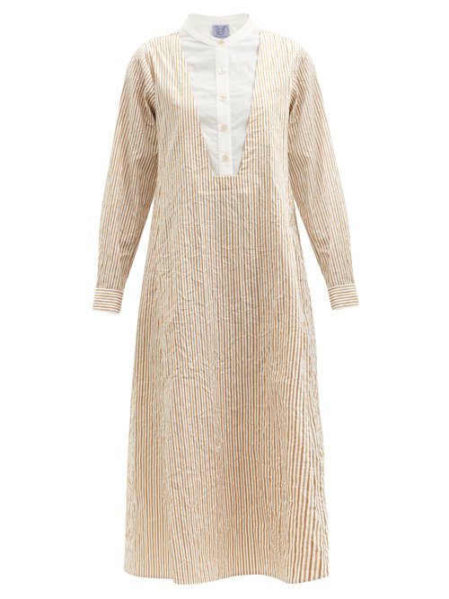 Thierry Colson - Victoria Striped Cotton-poplin Shirt Dress Brown White