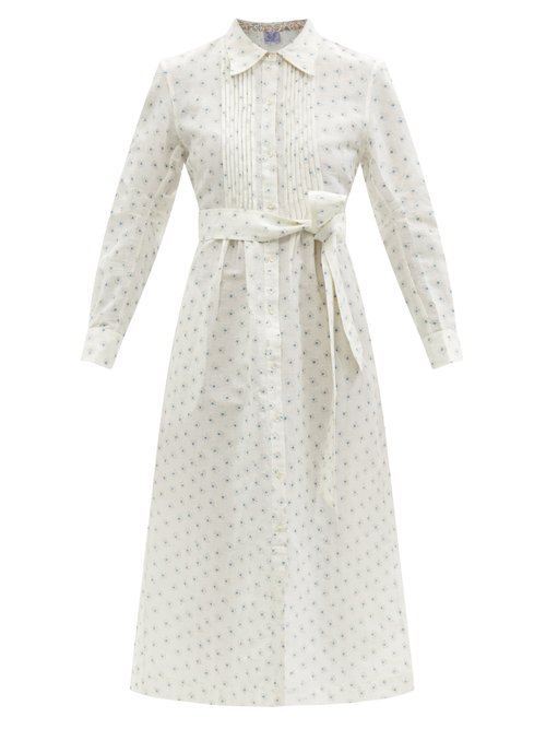 Thierry Colson - Wilda Dot-print Cotton-blend Voile Shirt Dress White Print