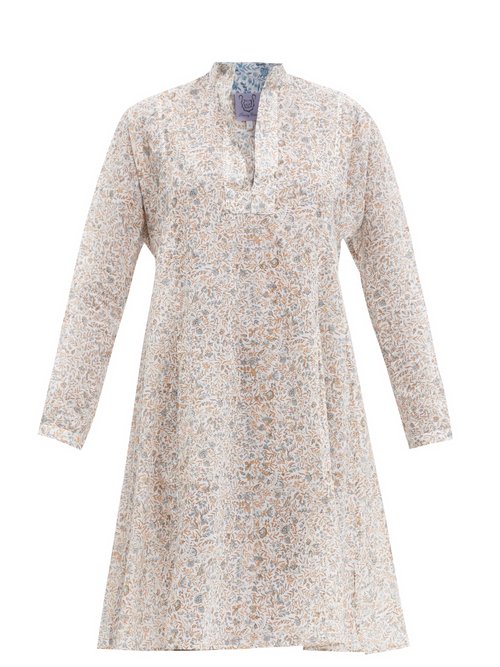 Thierry Colson - Parvati Floral-print Cotton-poplin Mini Dress Brown Print