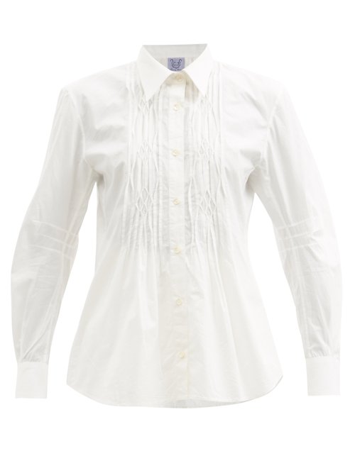 Thierry Colson - Winston Smocked Cotton Shirt White