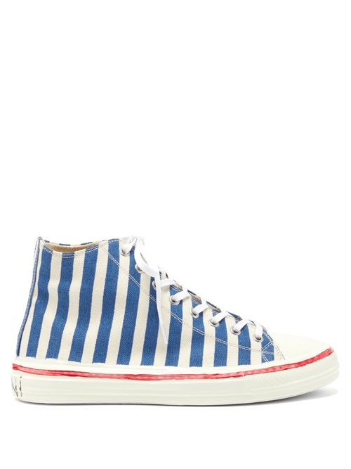 Marni – Painted Stripe High-top Cotton-canvas Trainers Blue Stripe
