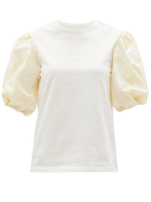 Erdem - Theodora Puff-sleeve Cotton-jersey T-shirt Ivory