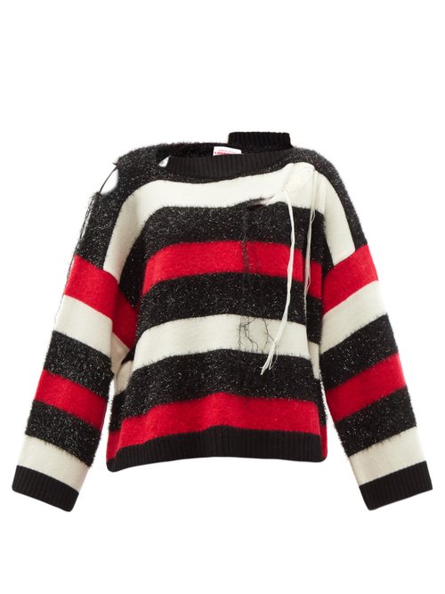 Charles Jeffrey Loverboy - Slashed Striped Sweater Red Multi