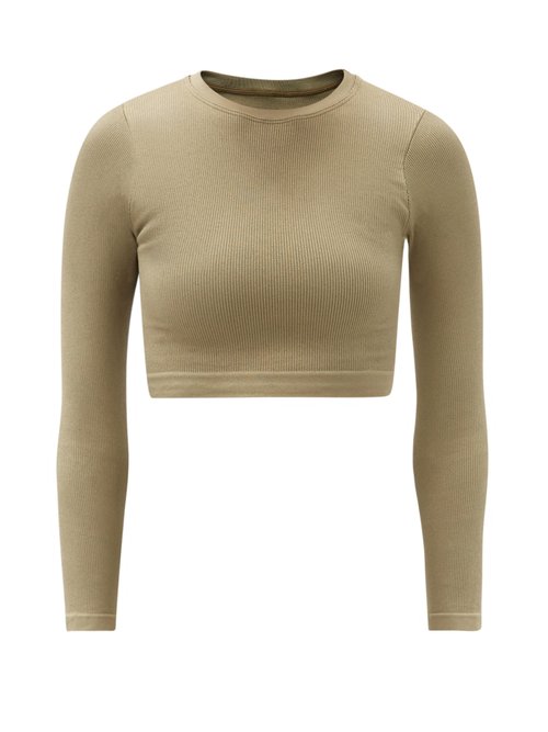 Prism² - Evoke Ribbed Stretch-jersey Cropped Top Green