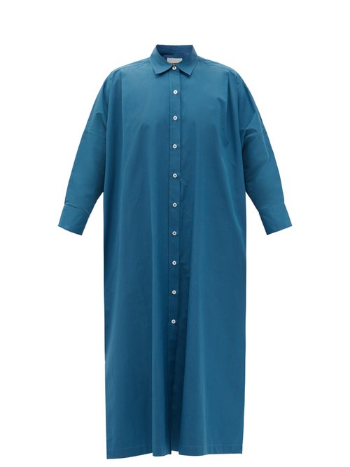 Buy Jil Sander - Side-slit Cotton-poplin Shirt Dress Blue online - shop best Jil Sander clothing sales