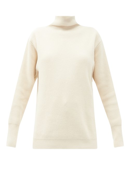 Jil Sander - High-neck Ribbed Recycled-cotton Sweater Cream