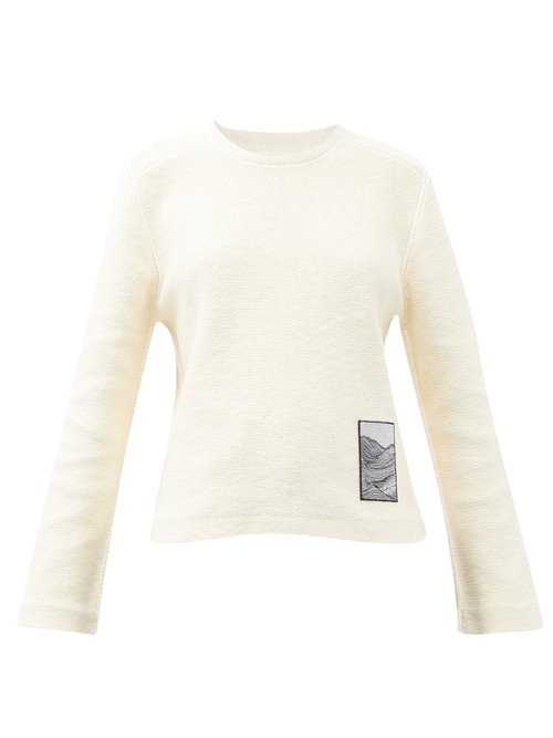Jil Sander - Jacquard-patch Knitted Cotton Sweater Cream