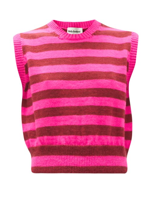 Molly Goddard - Claus Striped Lambswool Sweater Vest Pink