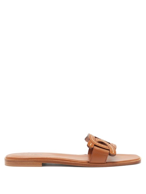 Tod's Leathers CATENA LINK-STRAP LEATHER SLIDES