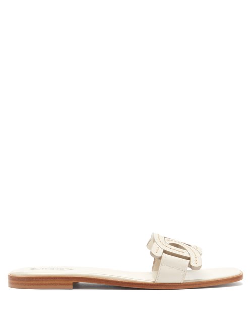 Tod's Leathers CATENA LINK-STRAP LEATHER SLIDES