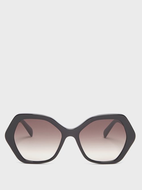 Celine Eyewear - Angular-round Acetate Sunglasses - Womens - Black