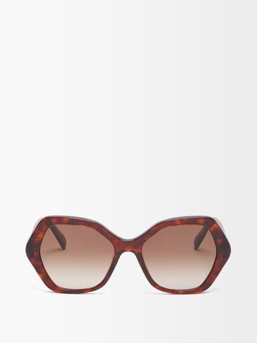 Celine Eyewear - Angular-round Tortoiseshell-acetate Sunglasses - Womens - Tortoiseshell