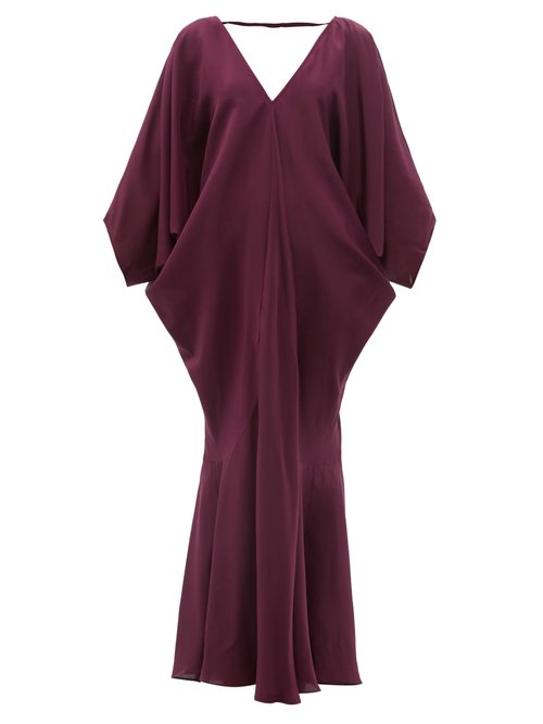 Thea - The Epione V-neck Silk Maxi Kaftan Dress Purple