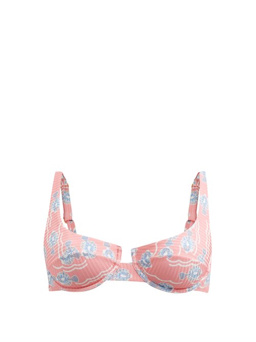 Buy Fisch - Grenadins Recycled Fibre-blend Bikini Top Pink Print online - shop best Fisch swimwear sales