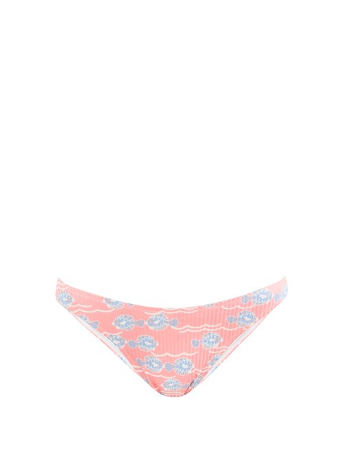 Fisch – Flamands Fish-print High-cut Bikini Briefs Pink Print Beachwear