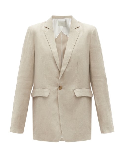 Asceno – Azores Single-breasted Organic-linen Jacket Beige