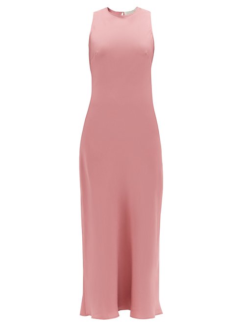 Asceno - Valencia Silk-twill Midi Dress Dusty Pink