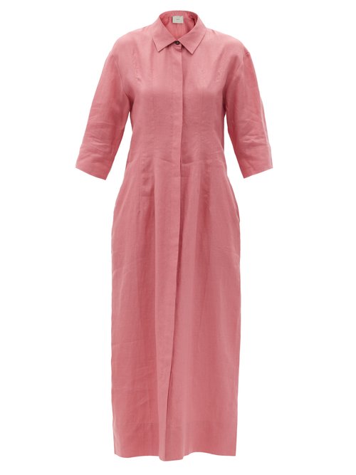 Asceno - New York Organic-linen Shirt Dress Dusty Pink
