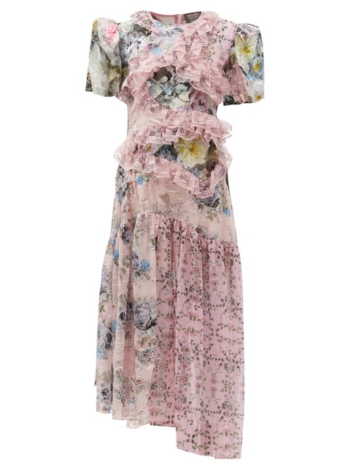 Preen By Thornton Bregazzi - Anzu Panelled Lace-trim Floral-print Dress Multi