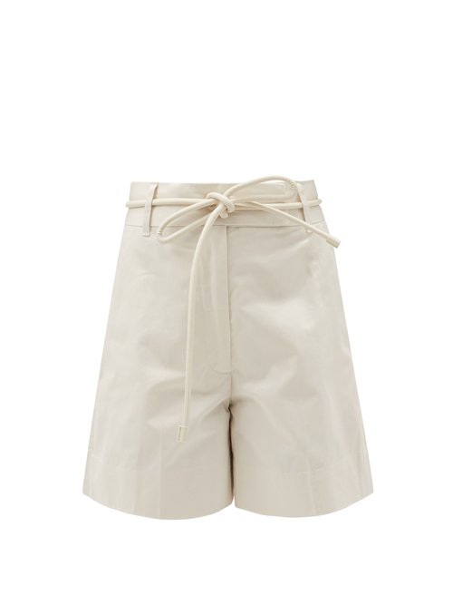 Buy Zimmermann - Botanica High-rise Cotton-twill Shorts Ivory online - shop best Zimmermann swimwear sales