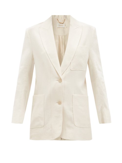 Zimmermann - Luminous Single-breasted Linen-blend Jacket Ivory