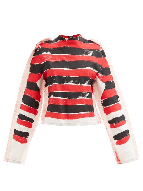 Buy Marni - Brushstroke-stripe Canvas Top Red Stripe online - shop best Marni 