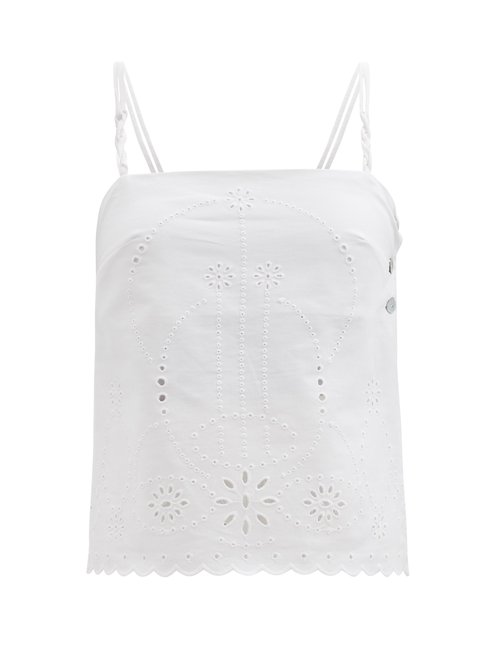 Belize - Daria Broderie-anglaise Cotton-poplin Top White