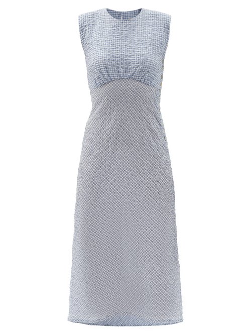 Belize - Anita Check Cotton-blend Seersucker Dress Blue