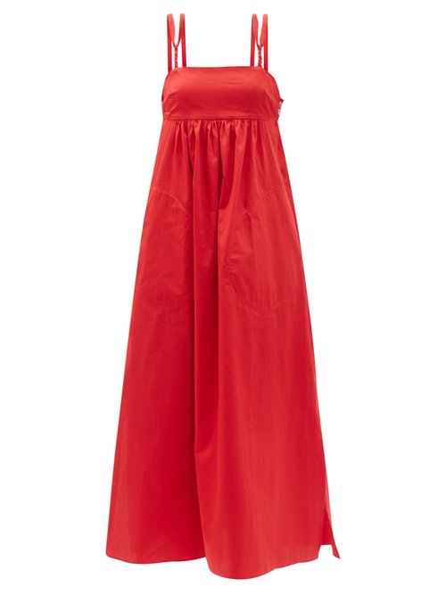 Belize - Louisa Braided-strap Cotton Dress Red