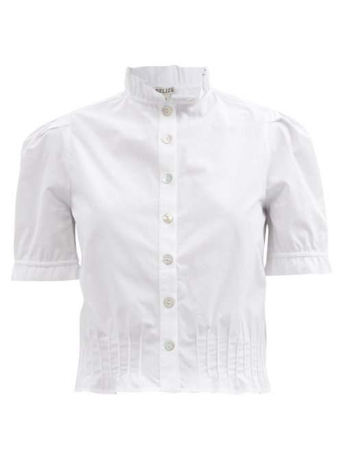Belize – Serenity Puff-sleeved Cotton-poplin Blouse White