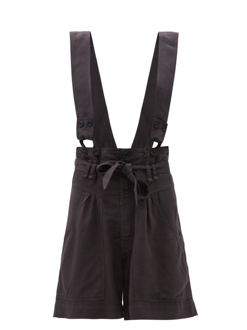 Buy Isabel Marant - Flink Paperbag-waist Twill Shorts Black online - shop best Isabel Marant jumpsuits
