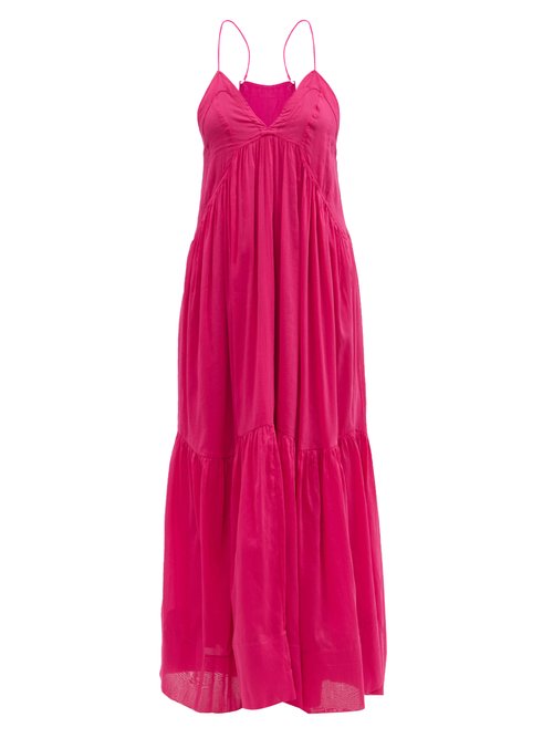 Isabel Marant - Katniss V-neck Cotton-blend Voile Maxi Dress Fuchsia