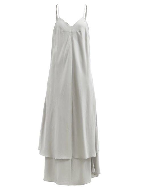Mm6 Maison Margiela – Tiered-hem Twill Trapeze Dress Light Grey