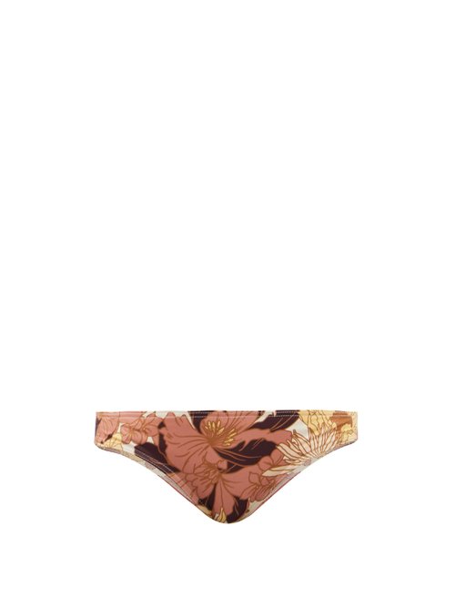 Ephemera - Maui Floral-print Recycled-fibre Bikini Briefs Orange Multi Beachwear